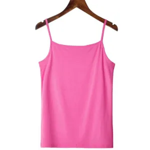 Women's Camisole Candy Color Casual Vest Fashion Classic Base T-shirt Solid Tank Elastic Slim Strap Tops Tees Modal