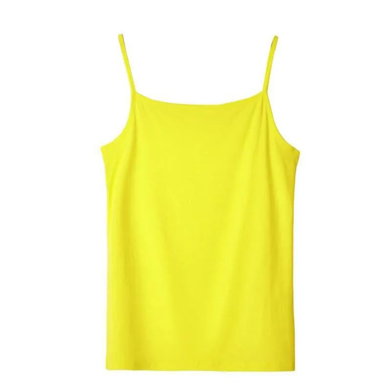 Women's Camisole Candy Color Casual Vest Fashion Classic Base T-shirt Solid Tank Elastic Slim Strap Tops Tees Modal