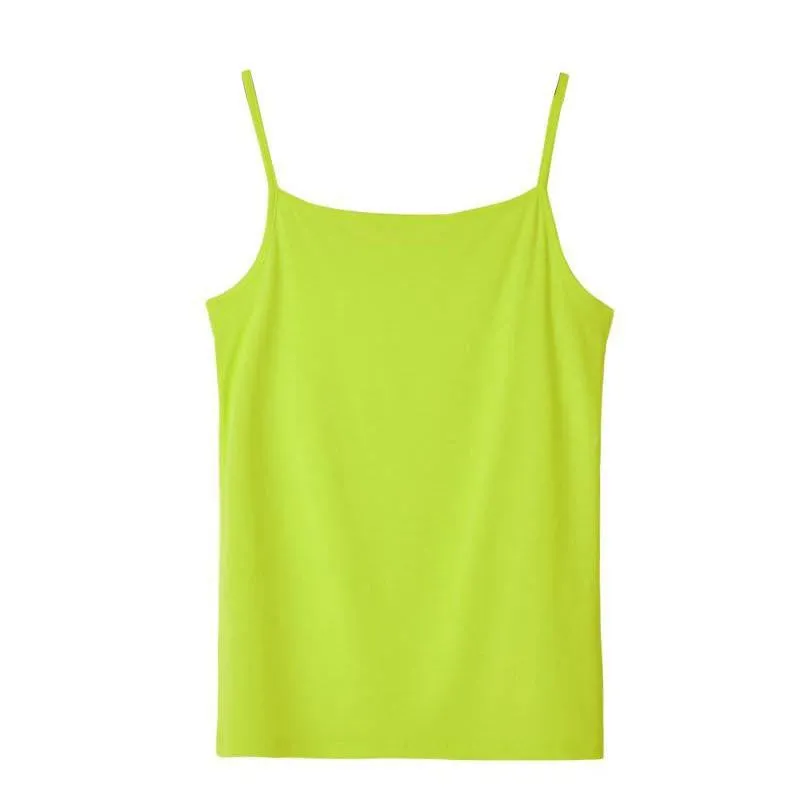 Women's Camisole Candy Color Casual Vest Fashion Classic Base T-shirt Solid Tank Elastic Slim Strap Tops Tees Modal