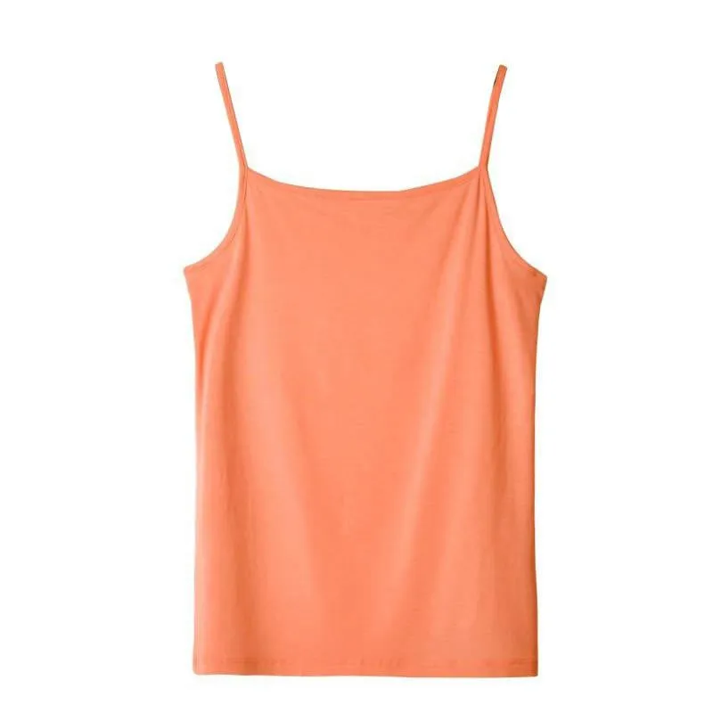 Women's Camisole Candy Color Casual Vest Fashion Classic Base T-shirt Solid Tank Elastic Slim Strap Tops Tees Modal