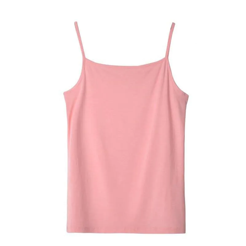 Women's Camisole Candy Color Casual Vest Fashion Classic Base T-shirt Solid Tank Elastic Slim Strap Tops Tees Modal
