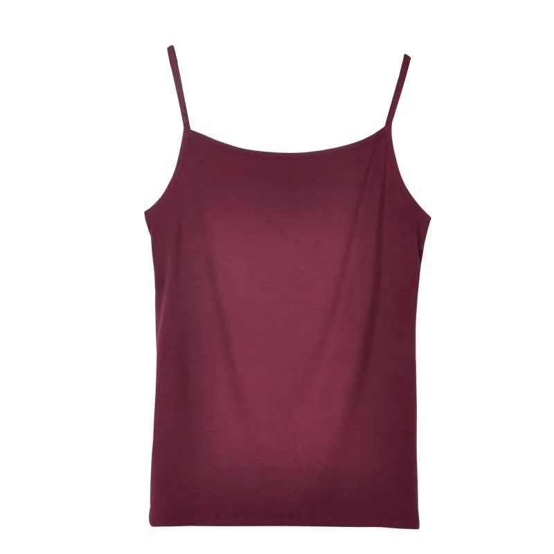 Women's Camisole Candy Color Casual Vest Fashion Classic Base T-shirt Solid Tank Elastic Slim Strap Tops Tees Modal