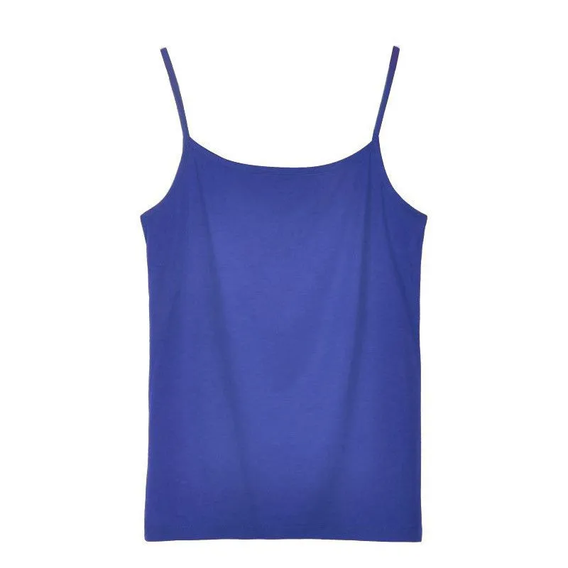Women's Camisole Candy Color Casual Vest Fashion Classic Base T-shirt Solid Tank Elastic Slim Strap Tops Tees Modal