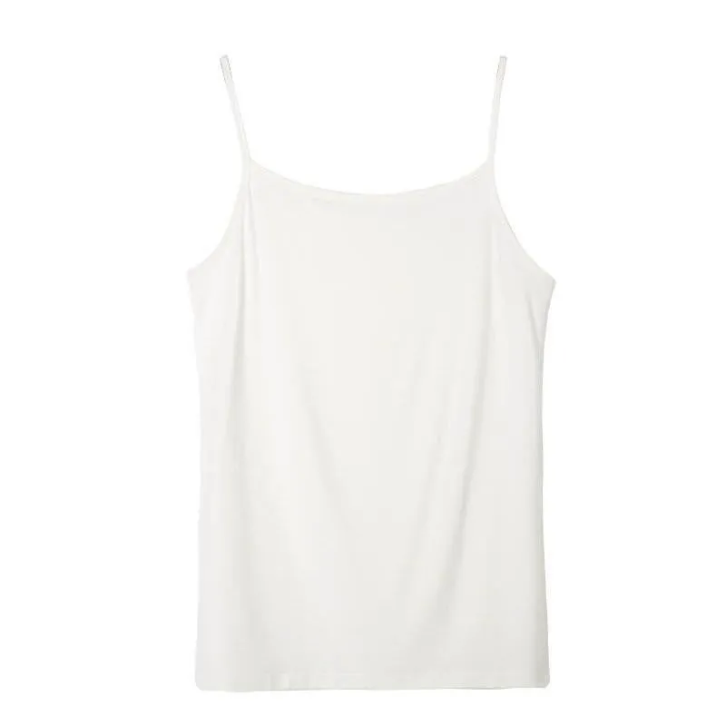 Women's Camisole Candy Color Casual Vest Fashion Classic Base T-shirt Solid Tank Elastic Slim Strap Tops Tees Modal