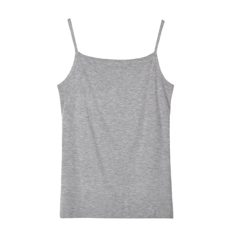 Women's Camisole Candy Color Casual Vest Fashion Classic Base T-shirt Solid Tank Elastic Slim Strap Tops Tees Modal