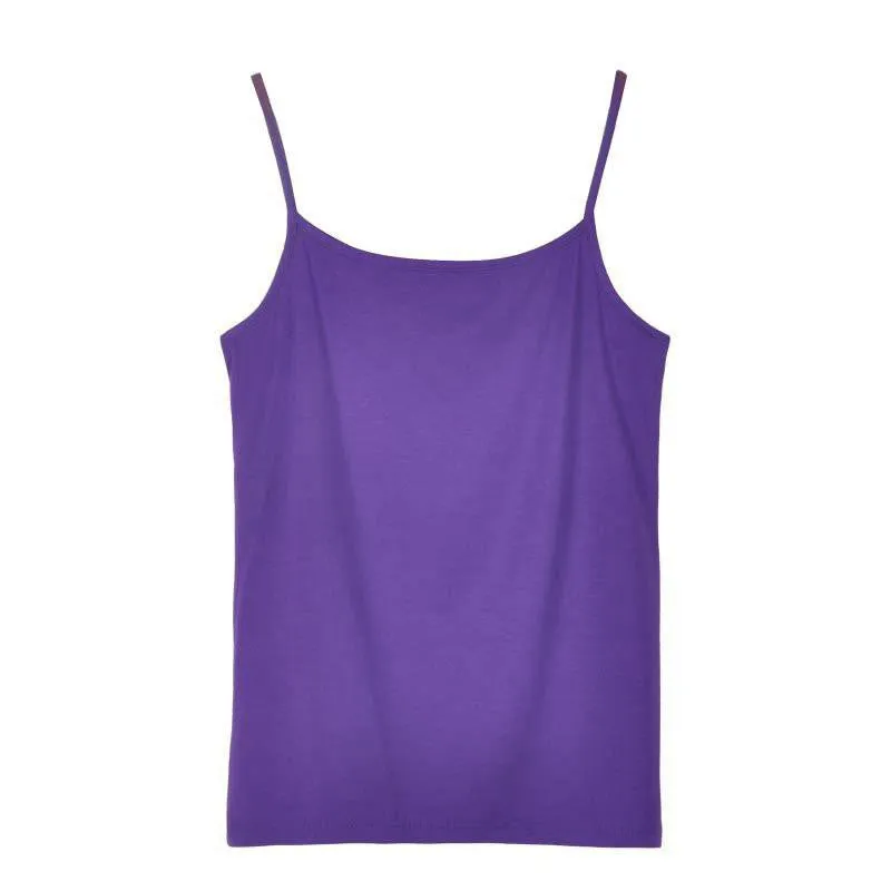 Women's Camisole Candy Color Casual Vest Fashion Classic Base T-shirt Solid Tank Elastic Slim Strap Tops Tees Modal