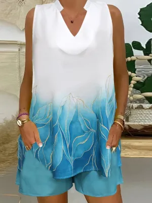 Women's Casual And Comfortable Sleeveless Two-piece Set