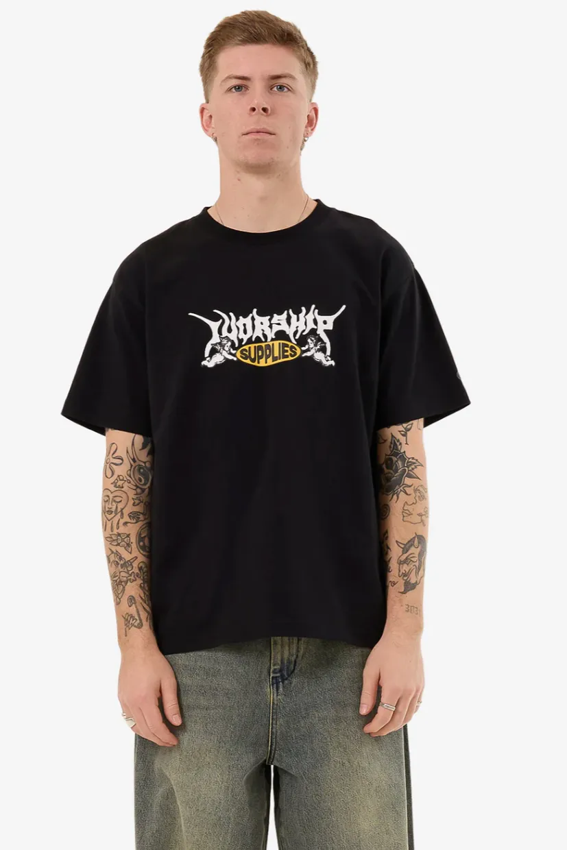 WORSHIP SUPPLIES MESSENGER TEE - BLACK