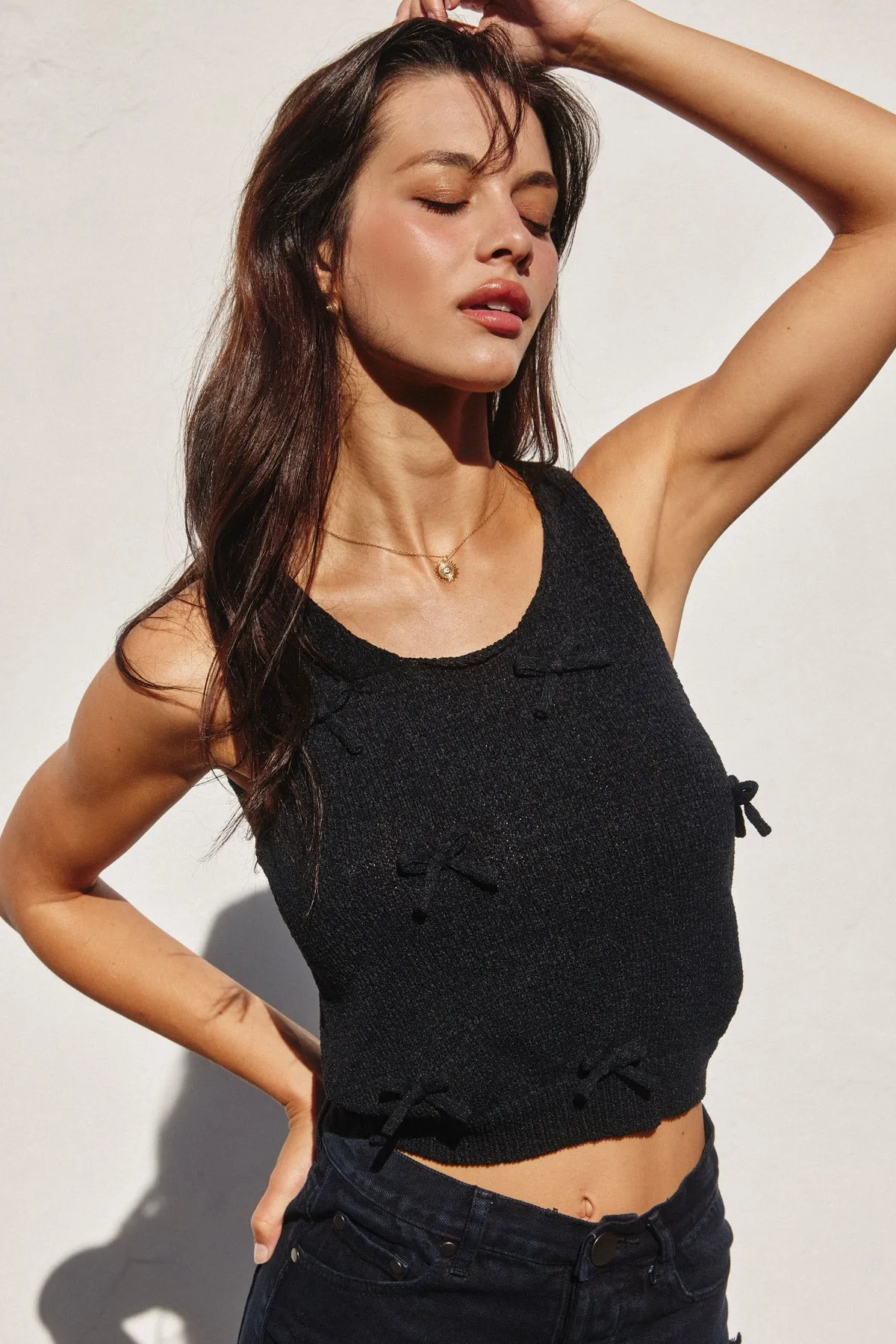 Zoe Bow Tie Sleeveless Knitted Top
